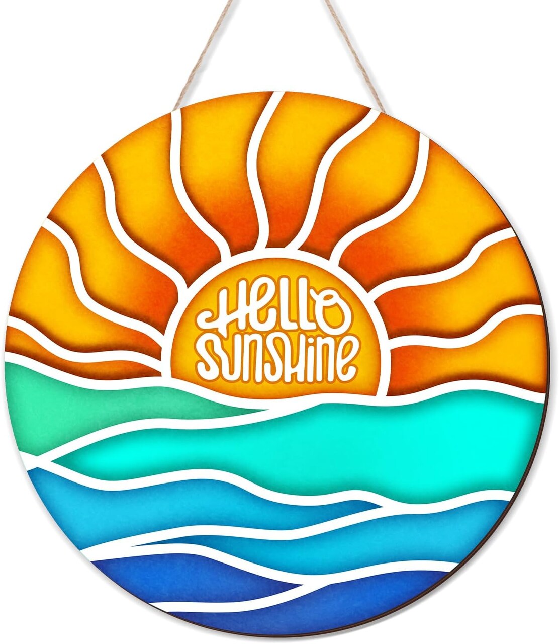 Hello Sunshine Door Sign Summer Decor Wreaths for Front Door Wreath Wooden Sign hanger